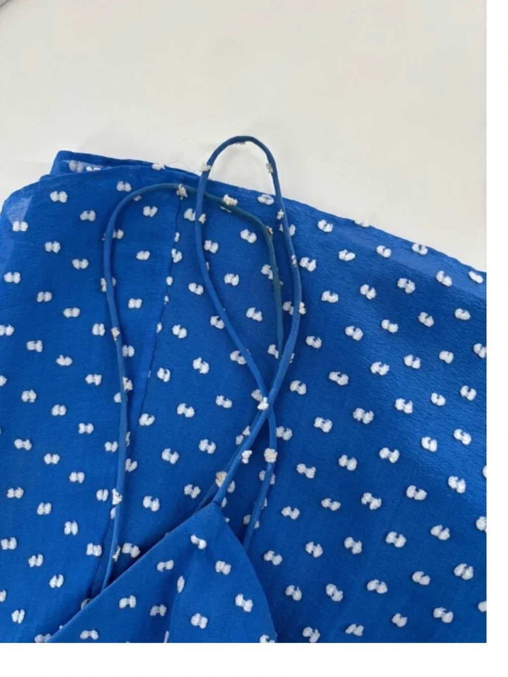 Alice + Olivia Roe Dress Womens 2 Blue White Polka Dot Silk Blend Sleeveless Tie - Picture 9 of 10